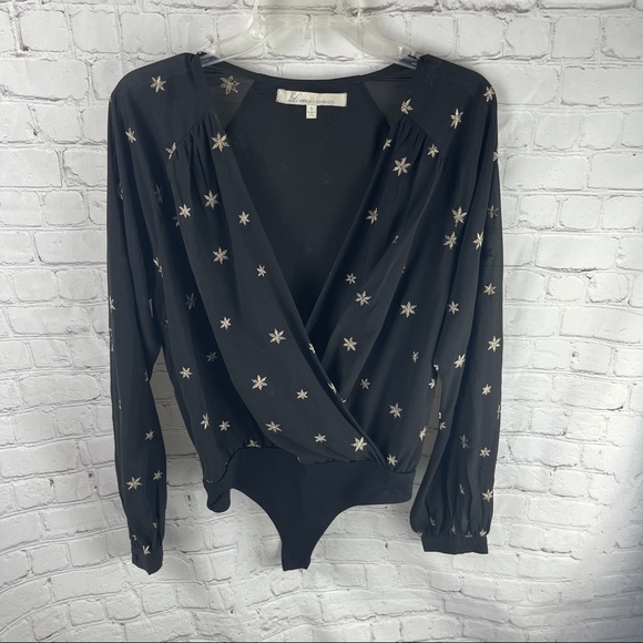 Lovers + Friends LA Black Long Sleeve Star Body Suit - Picture 2 of 7